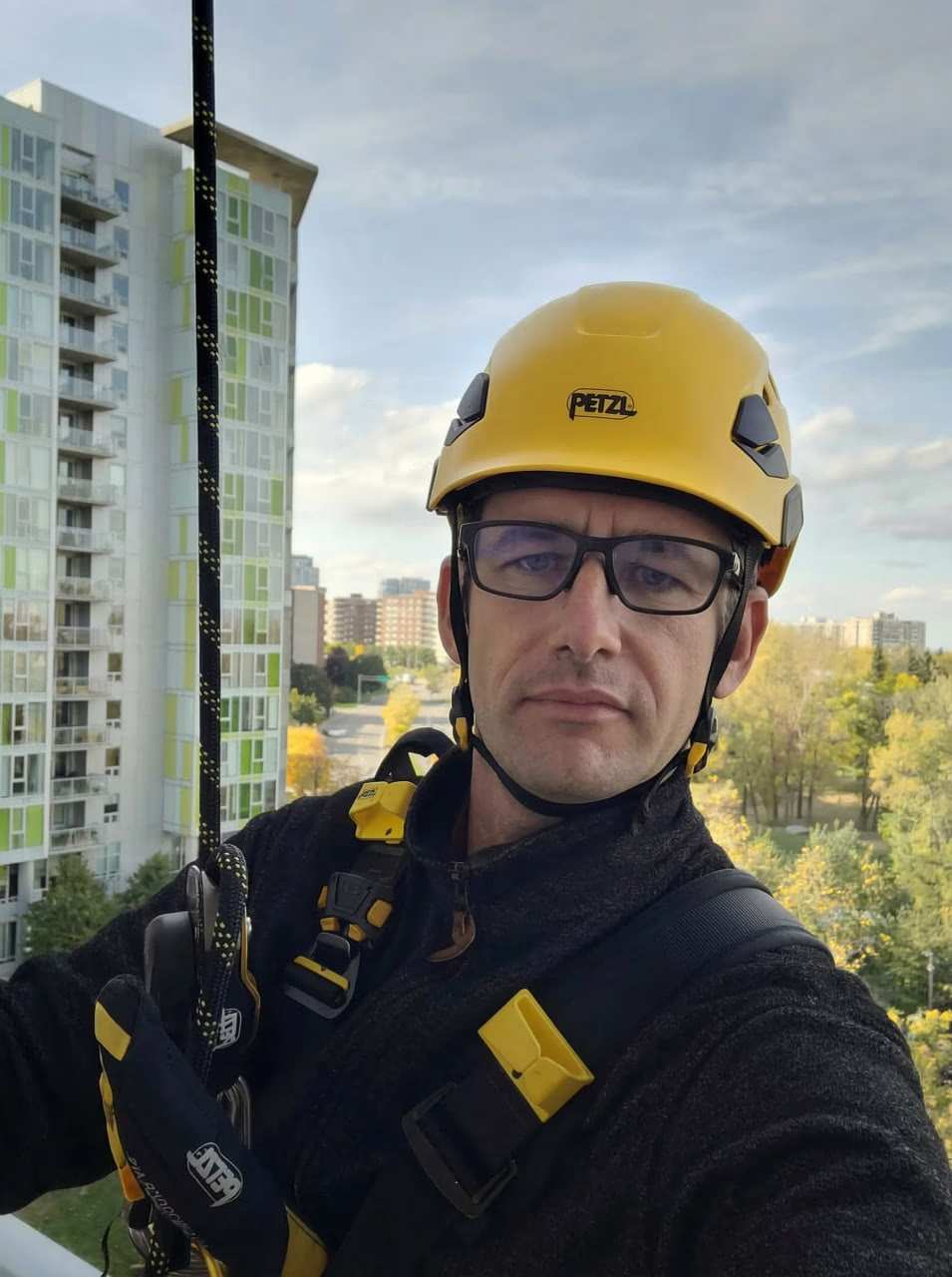 LavPro team member during window cleaning